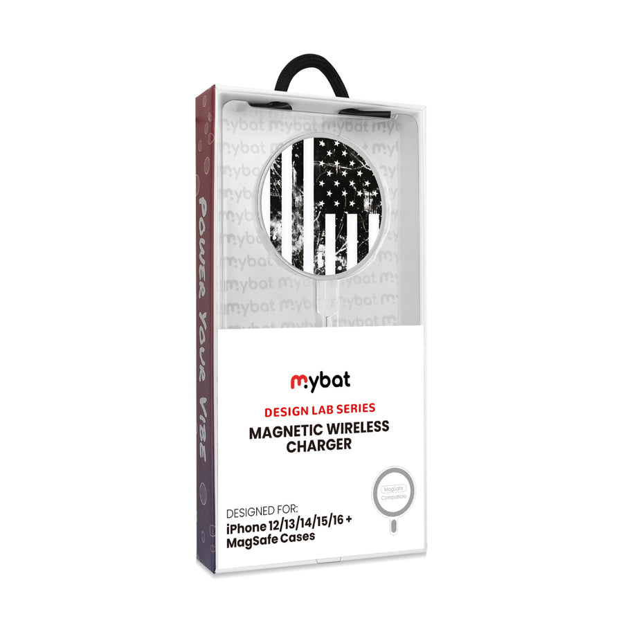 MyBat Design Lab Magnetic Wireless Charger - Silver - Distress US Flag - MCGWIRC18SL-344-8.jpg