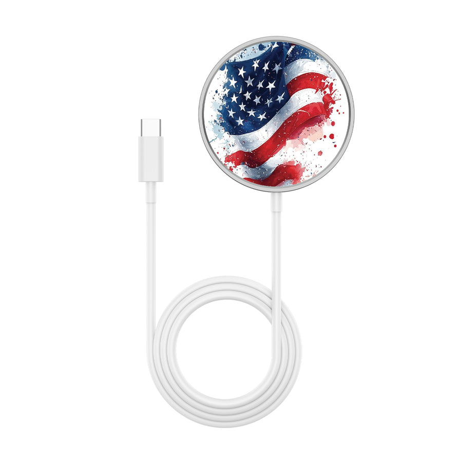 MyBat Design Lab Magnetic Wireless Charger - Silver - Patriotic Flag Painiting - MCGWIRC18SL-346-3.jpg