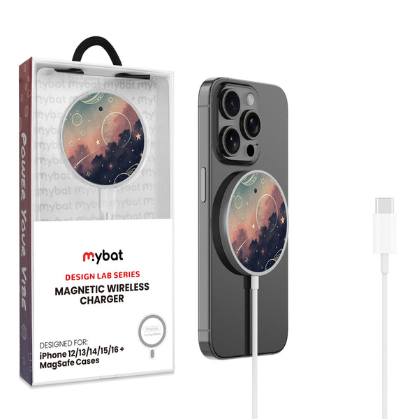 MyBat Design Lab Magnetic Wireless Charger - Silver - Planets and Stars - MCGWIRC18SL-356-1.jpg