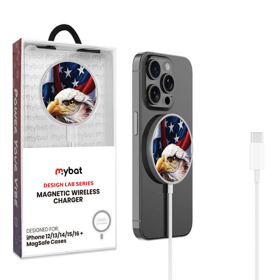 MyBat Design Lab Magnetic Wireless Charger - Silver - Proud American Eagle - MCGWIRC18SL-362-1.jpg