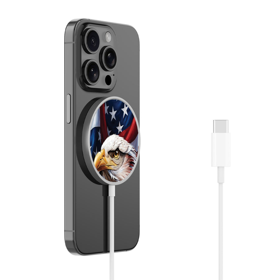 MyBat Design Lab Magnetic Wireless Charger - Silver - Proud American Eagle - MCGWIRC18SL-362-2.jpg
