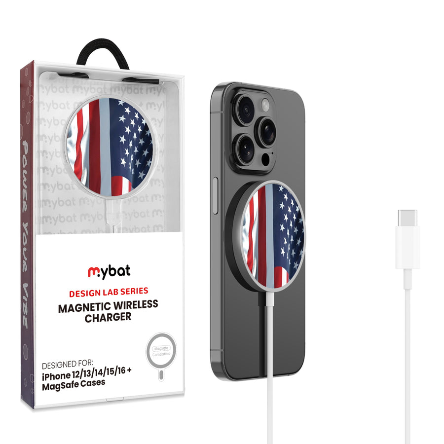MyBat Design Lab Magnetic Wireless Charger - Silver - Waving USA FLag - MCGWIRC18SL-367-1.jpg