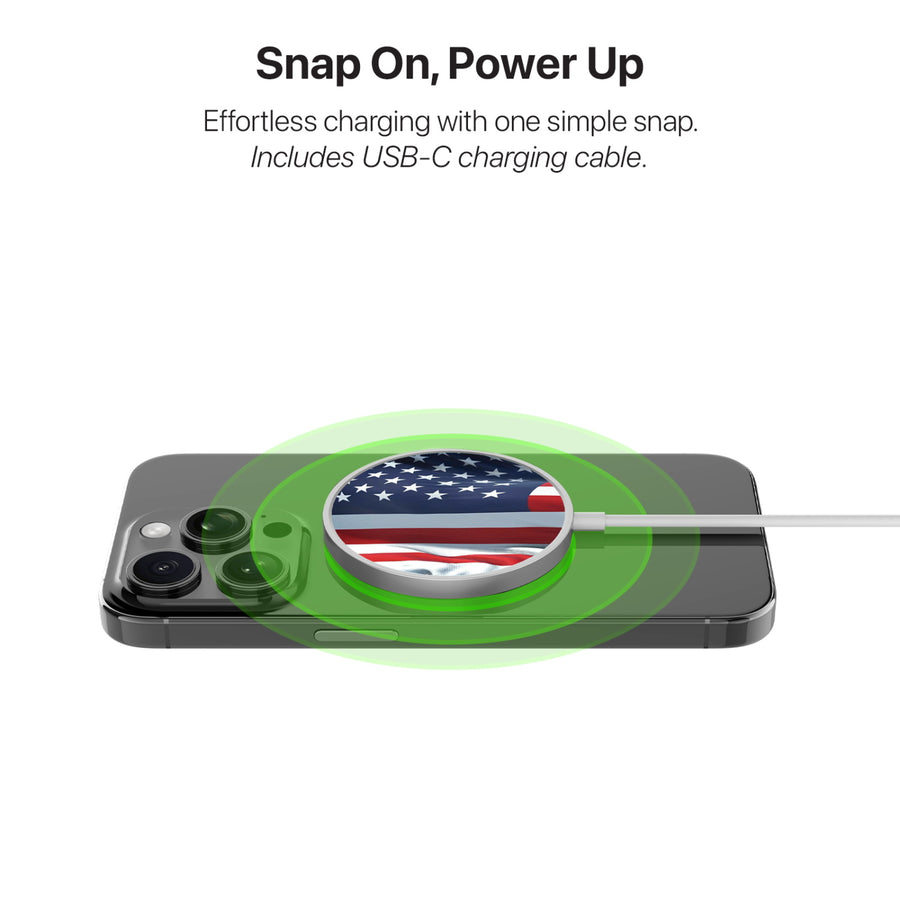 MyBat Design Lab Magnetic Wireless Charger - Silver - Waving USA FLag - MCGWIRC18SL-367-4.jpg
