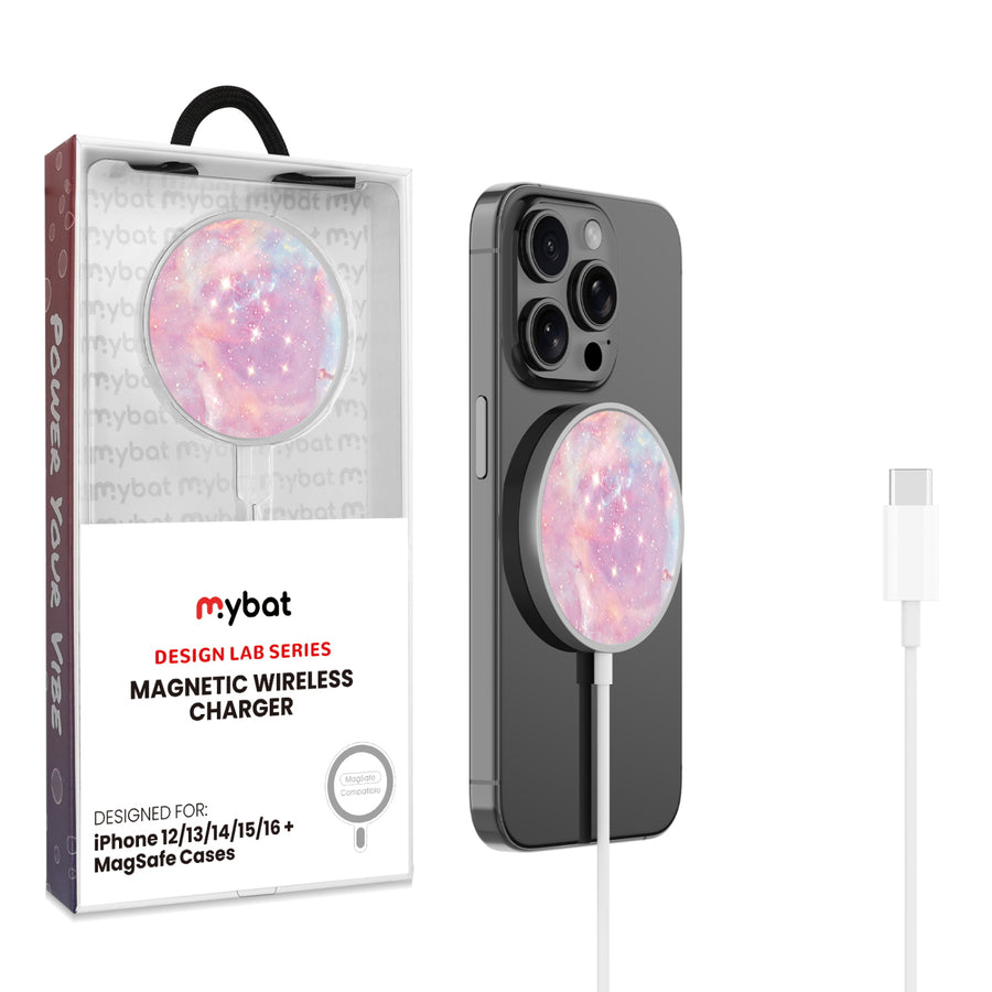 MyBat Design Lab Magnetic Wireless Charger - Silver - Pink Galaxies - MCGWIRC18SL-368-1.jpg