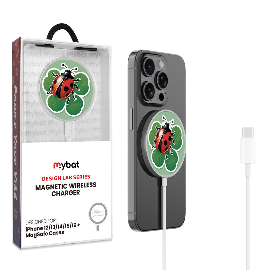 MyBat Design Lab Magnetic Wireless Charger - Silver - Ladybug Luck - MCGWIRC18SL-373-1.jpg