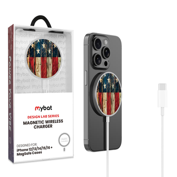 MyBat Design Lab Magnetic Wireless Charger - Silver - US Painted Flag - MCGWIRC18SL-381-1.jpg