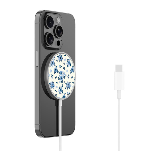 MyBat Design Lab Magnetic Wireless Charger - Silver - Porcelain Petals - MCGWIRC18SL-437-2.jpg