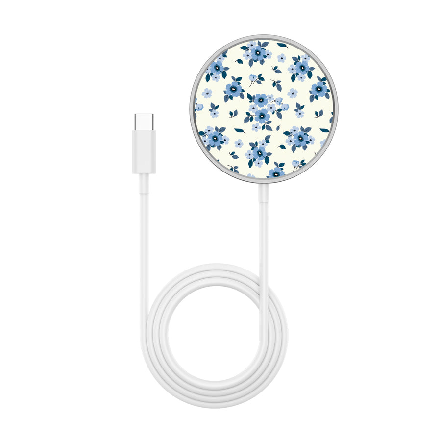 MyBat Design Lab Magnetic Wireless Charger - Silver - Porcelain Petals - MCGWIRC18SL-437-3.jpg