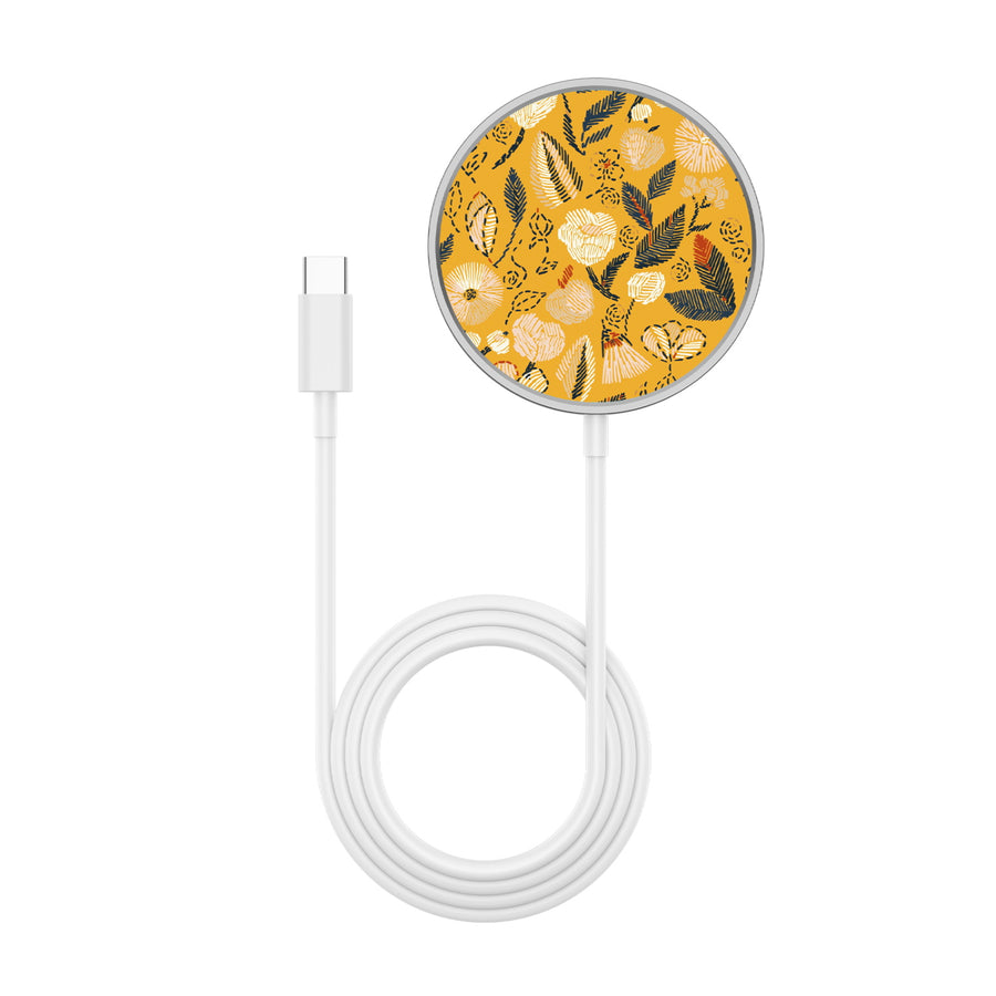 MyBat Design Lab Magnetic Wireless Charger - Silver - Floral Stitch - MCGWIRC18SL-439-3.jpg