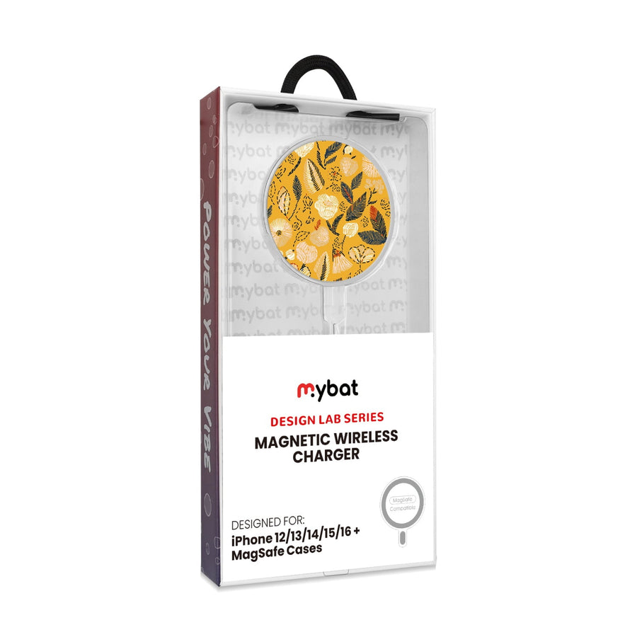 MyBat Design Lab Magnetic Wireless Charger - Silver - Floral Stitch