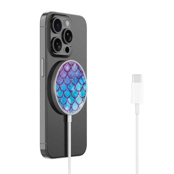 MyBat Design Lab Magnetic Wireless Charger - Silver - Mermaid Scales - MCGWIRC18SL-458-2.jpg