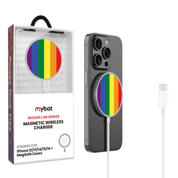 MyBat Design Lab Magnetic Wireless Charger - Silver - Rainbow Stripes - MCGWIRC18SL-459-1.jpg