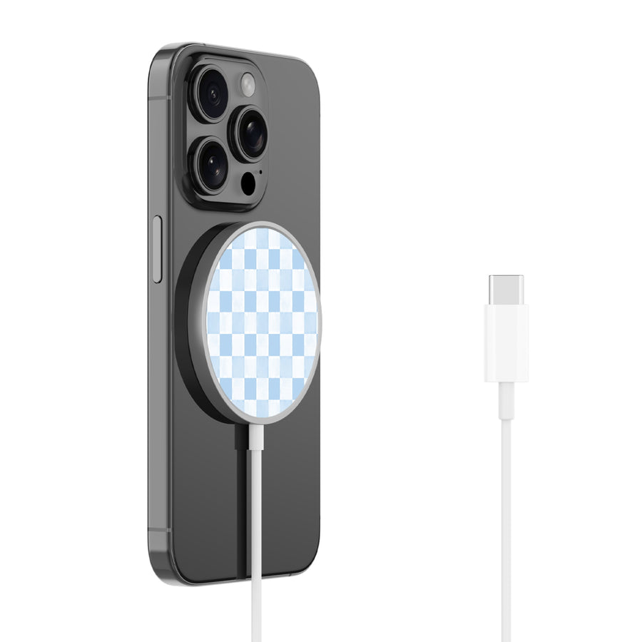 MyBat Design Lab Magnetic Wireless Charger - Silver - Sky Blue Check - MCGWIRC18SL-478-2.jpg