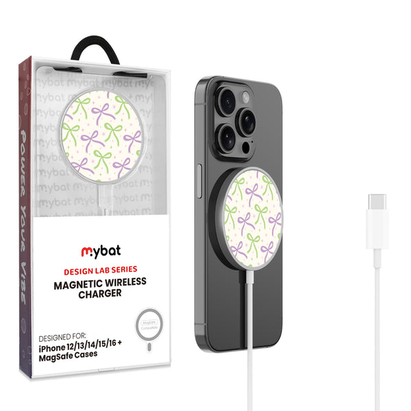 MyBat Design Lab Magnetic Wireless Charger - Silver - Blooming Bows - MCGWIRC18SL-493-1.jpg