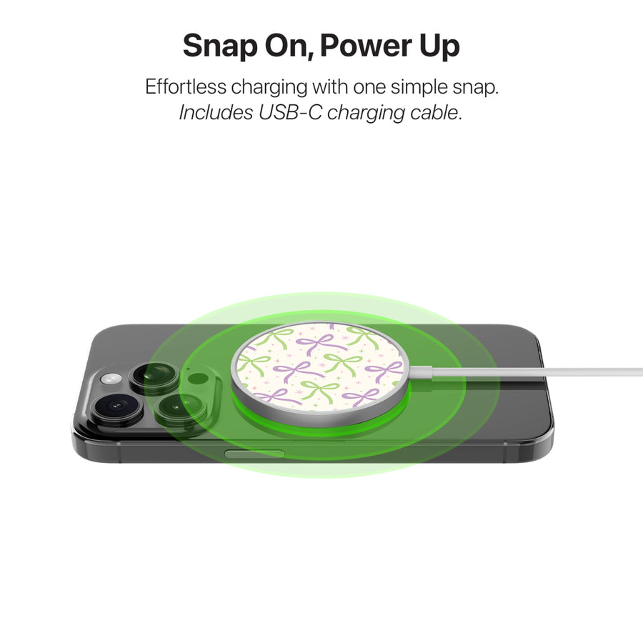 MyBat Design Lab Magnetic Wireless Charger - Silver - Blooming Bows - MCGWIRC18SL-493-4.jpg