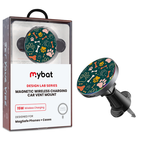 MyBat Design Lab Magnetic Wireless Charging Vent Mount - Black - Paw Prints & Bones - MCGWIRC21BK-003-1.jpg