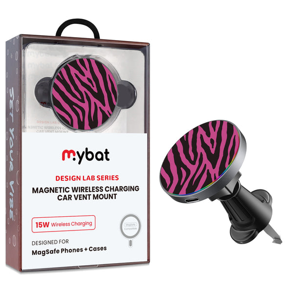 MyBat Design Lab Magnetic Wireless Charging Vent Mount - Black - Pink Zebra Print - MCGWIRC21BK-010-1.jpg