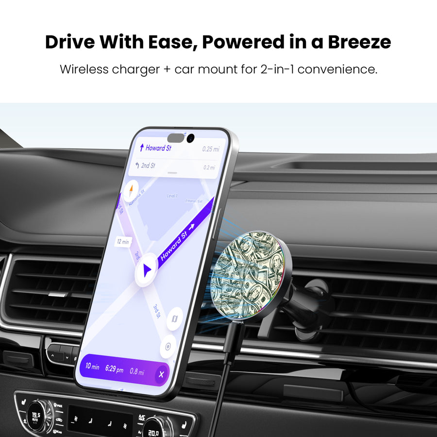 MyBat Design Lab Magnetic Wireless Charging Vent Mount - Black - Money Stack - MCGWIRC21BK-082-4.jpg