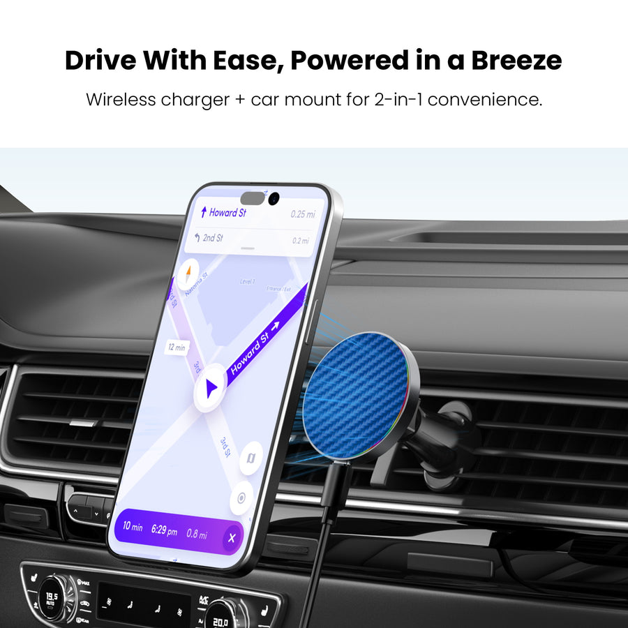 MyBat Design Lab Magnetic Wireless Charging Vent Mount - Black - Blue Carbon Fiber - MCGWIRC21BK-084-4.jpg