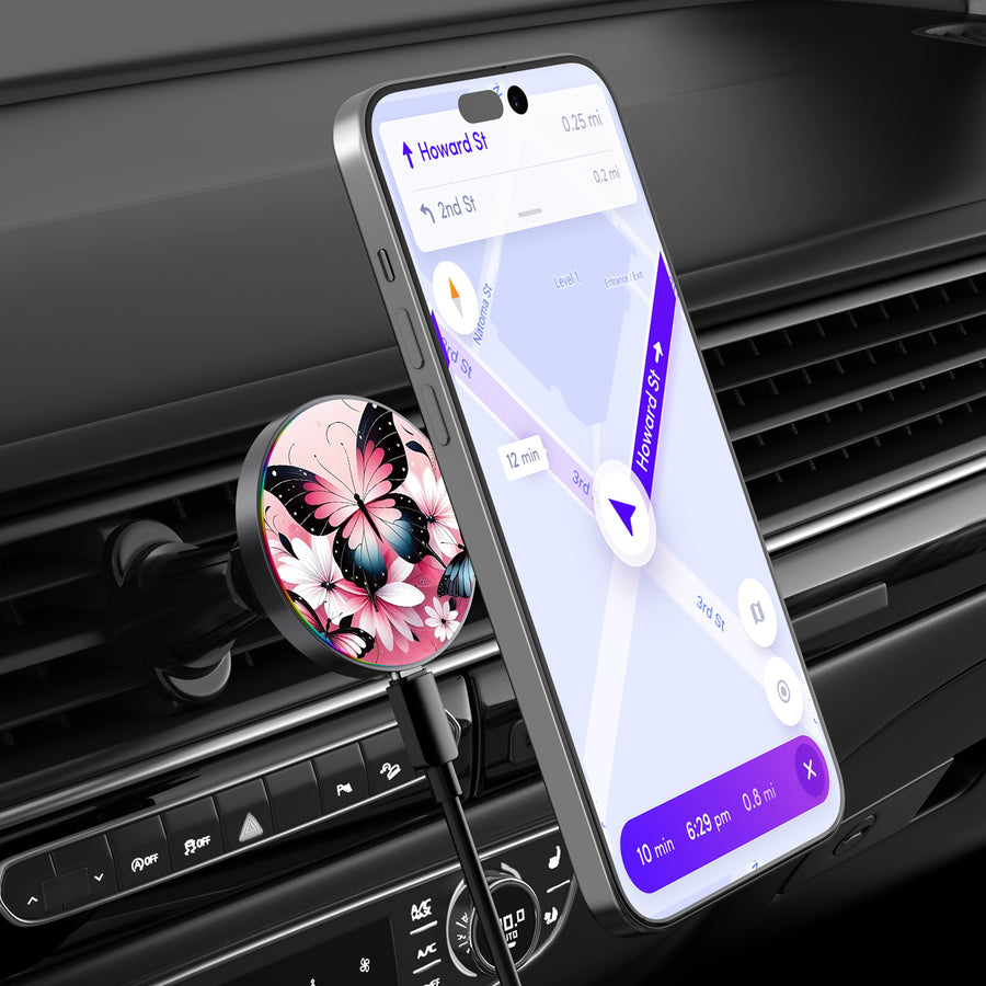MyBat Design Lab Magnetic Wireless Charging Vent Mount - Black - Butterfly Bouquet - MCGWIRC21BK-184-3.jpg