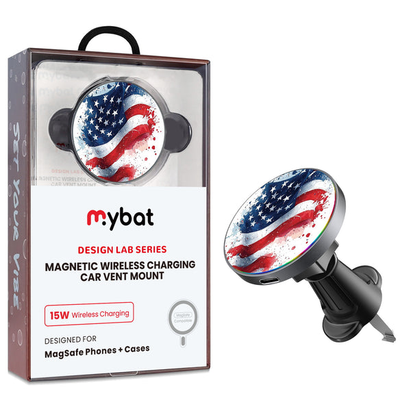 MyBat Design Lab Magnetic Wireless Charging Vent Mount - Black - Patriotic Flag Painiting - MCGWIRC21BK-346-1.jpg