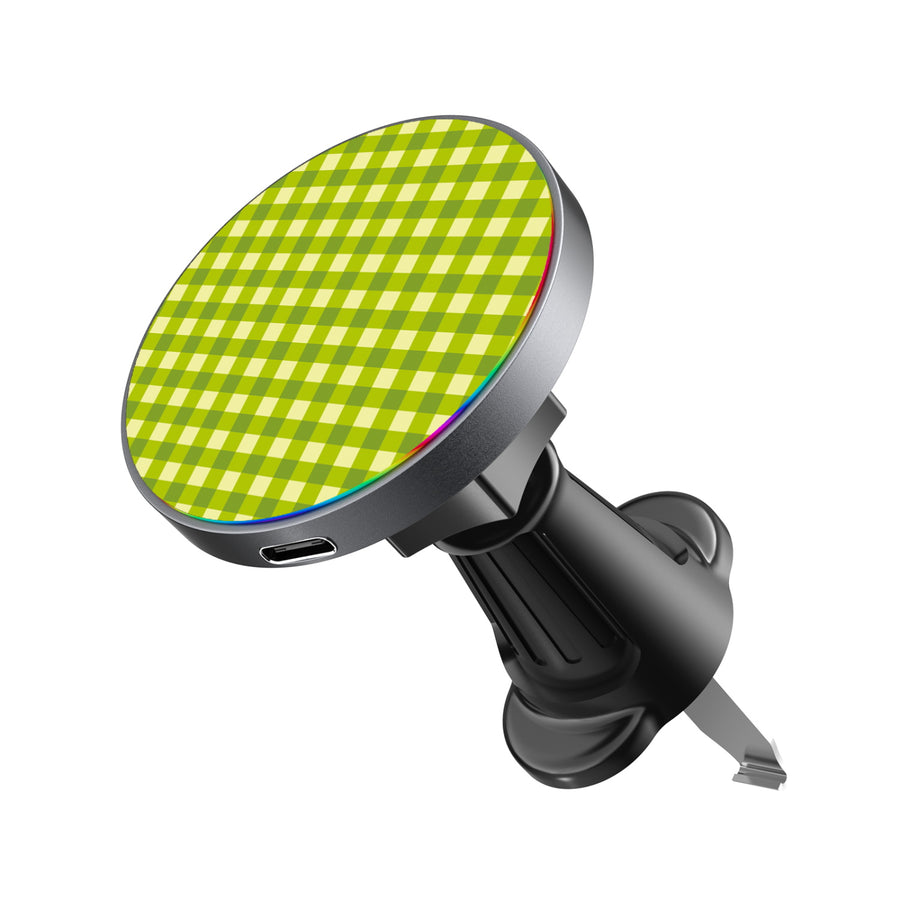 MyBat Design Lab Magnetic Wireless Charging Vent Mount - Black - Green Gingham - MCGWIRC21BK-476-2.jpg