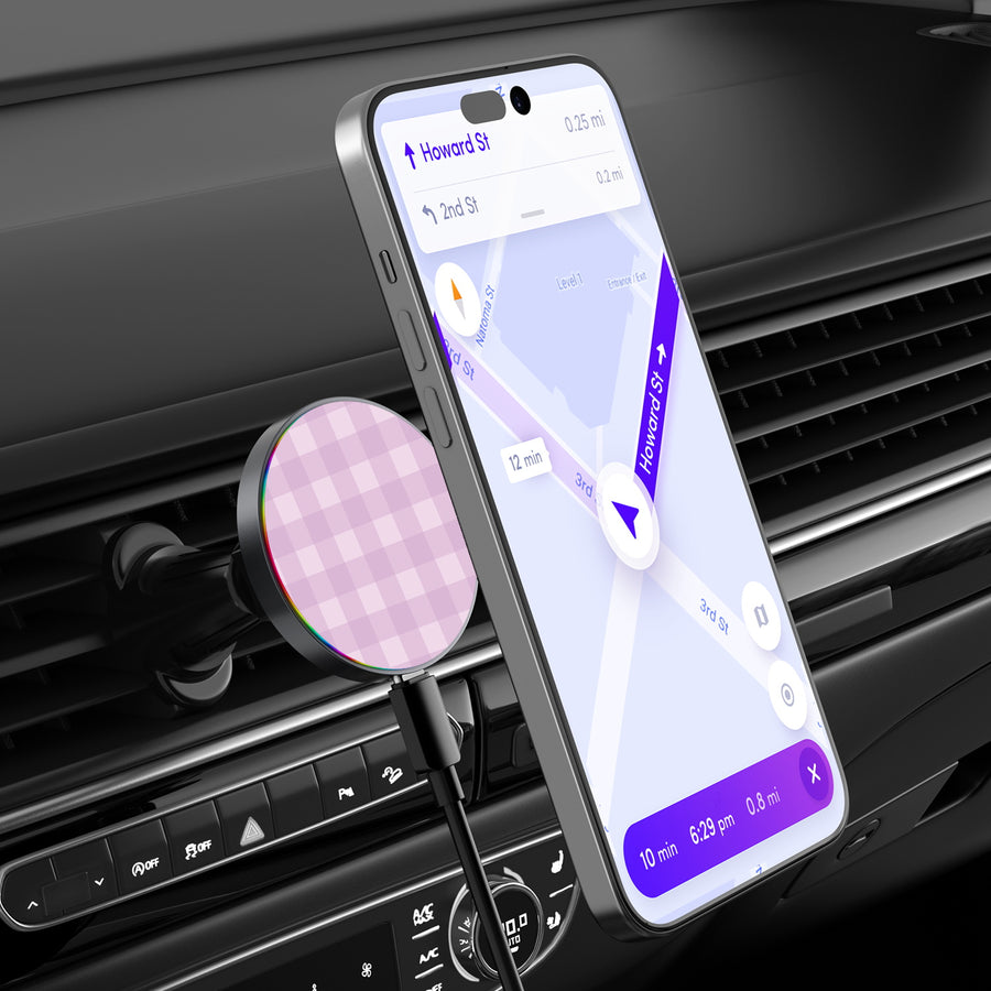 MyBat Design Lab Magnetic Wireless Charging Vent Mount - Black - Purple Plaid - MCGWIRC21BK-483-3.jpg