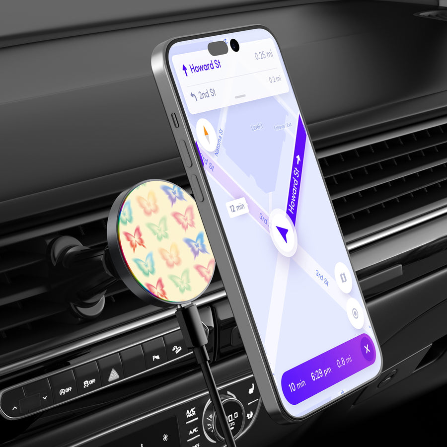 MyBat Design Lab Magnetic Wireless Charging Vent Mount - Black - Technicolor Butterflies - MCGWIRC21BK-487-3.jpg