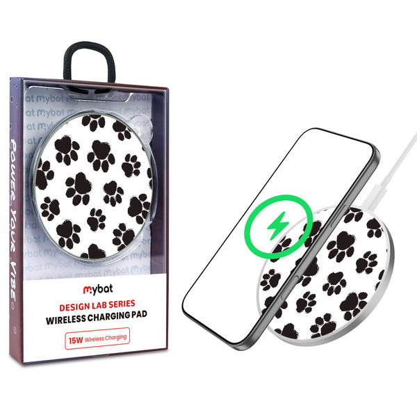 MyBat Design Lab Series Wireless Charging Pad - Silver - Black Paw Prints - MCGWIRC22SL-002-1.jpg