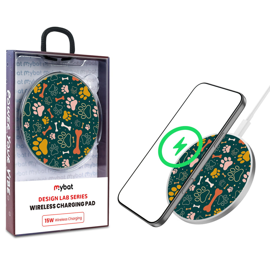 MyBat Design Lab Series Wireless Charging Pad - Silver - Paw Prints & Bones - MCGWIRC22SL-003-1.jpg