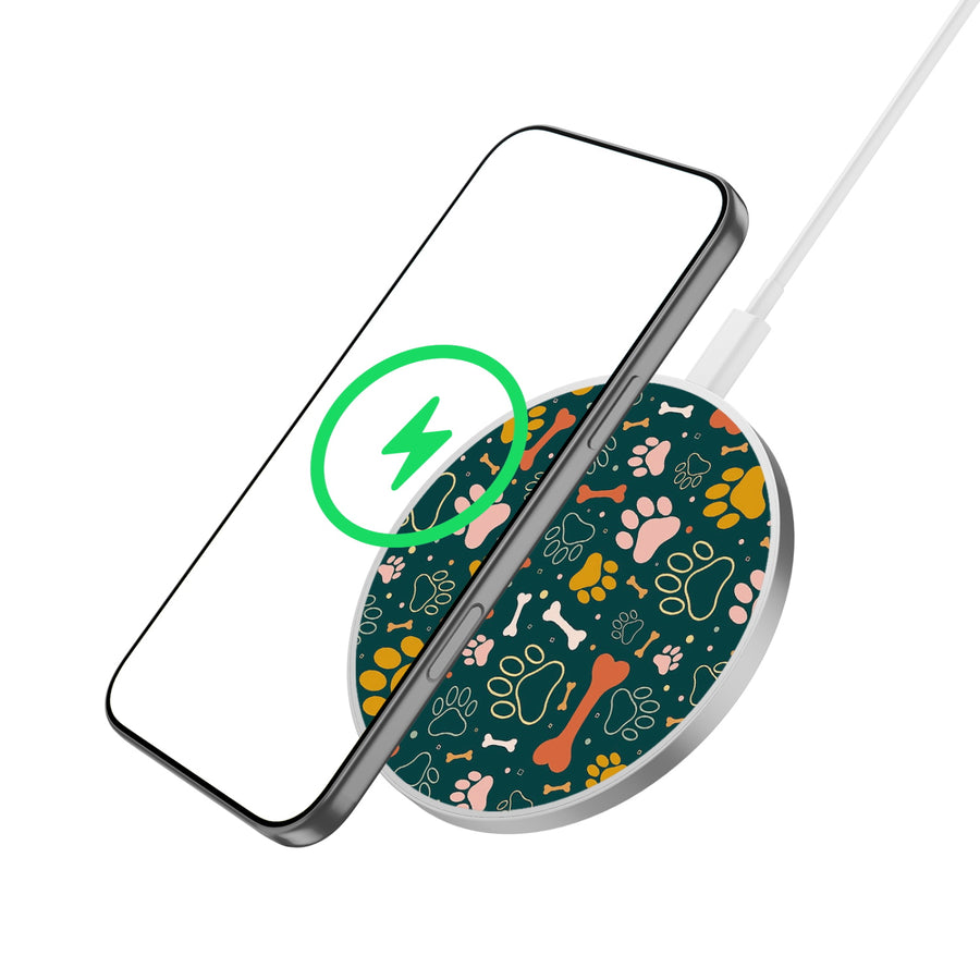 MyBat Design Lab Series Wireless Charging Pad - Silver - Paw Prints & Bones - MCGWIRC22SL-003-2.jpg