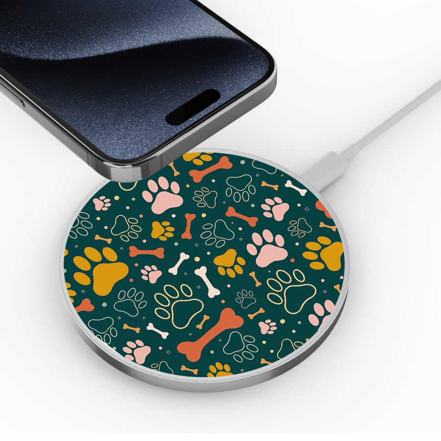 MyBat Design Lab Series Wireless Charging Pad - Silver - Paw Prints & Bones - MCGWIRC22SL-003-4.jpg