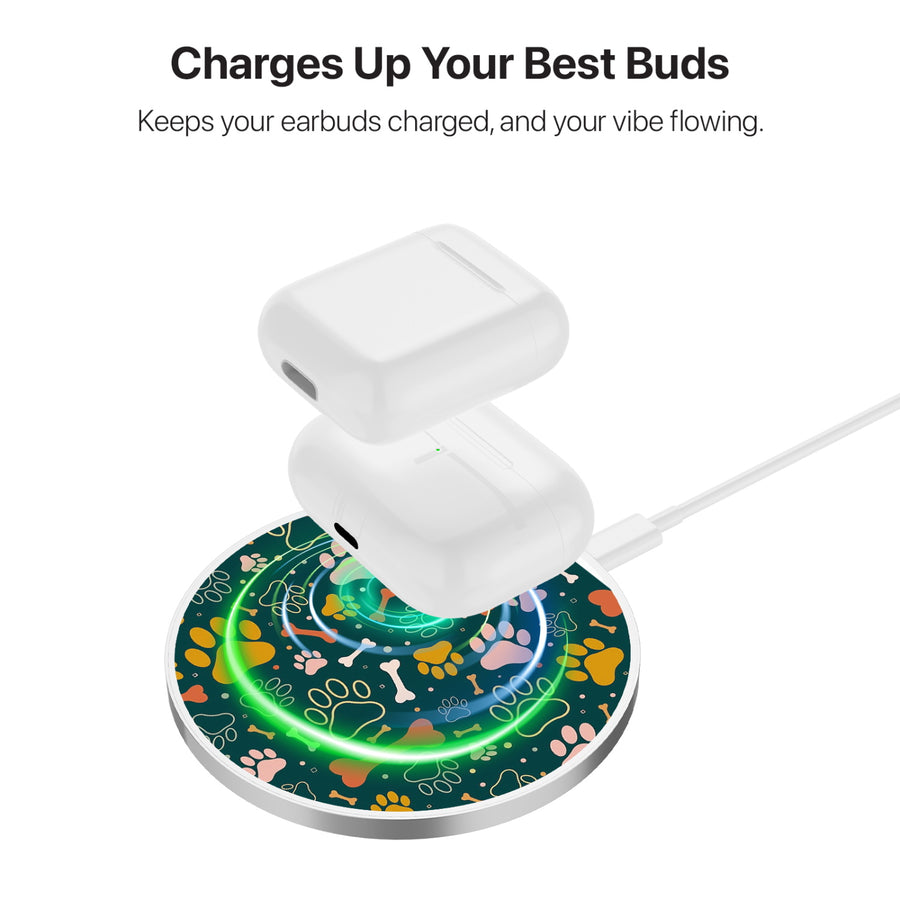 MyBat Design Lab Series Wireless Charging Pad - Silver - Paw Prints & Bones - MCGWIRC22SL-003-6.jpg