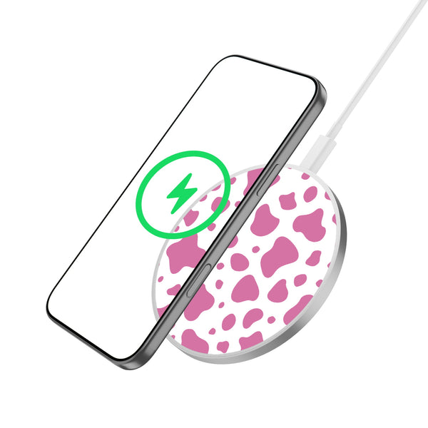 MyBat Design Lab Series Wireless Charging Pad - Silver - Pink Cow Print - MCGWIRC22SL-015-2.jpg