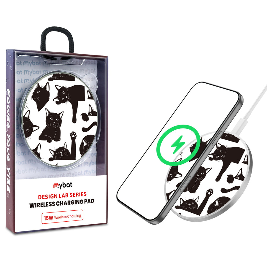 MyBat Design Lab Series Wireless Charging Pad - Silver - Black Cats - MCGWIRC22SL-017-1.jpg
