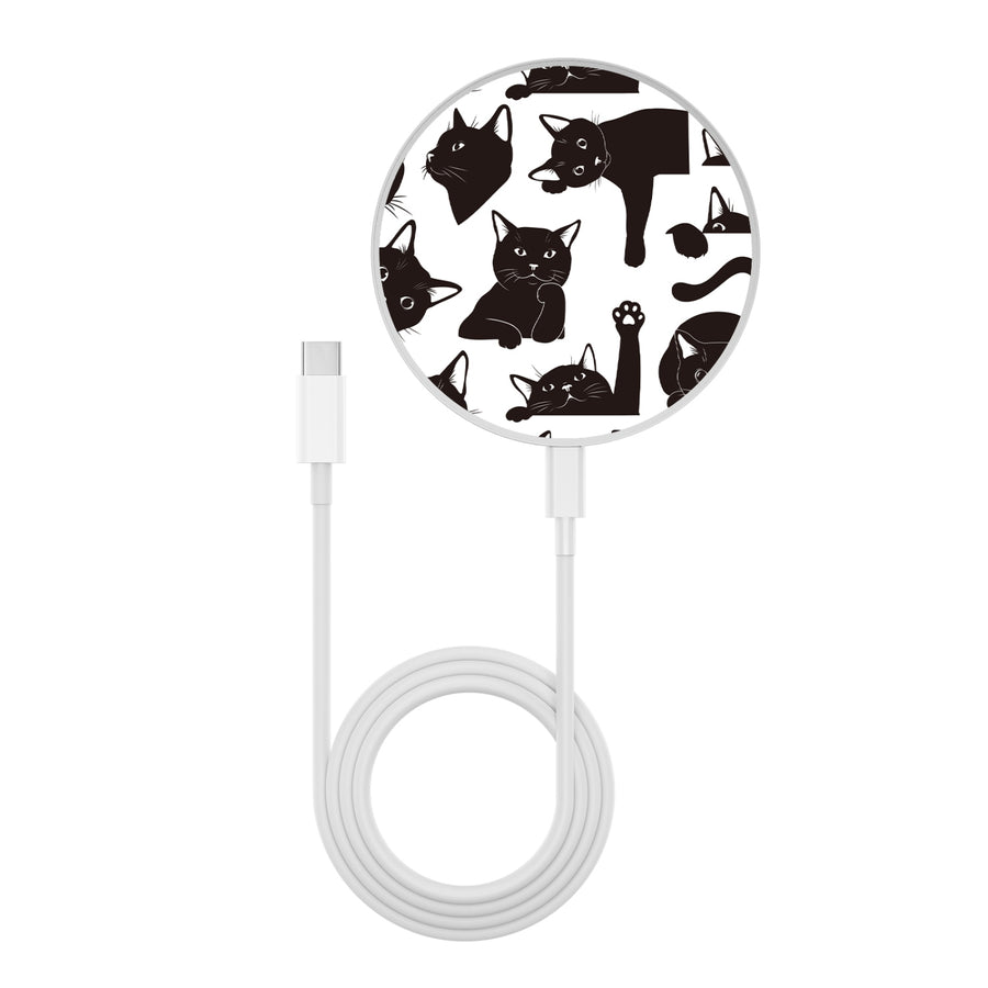 MyBat Design Lab Series Wireless Charging Pad - Silver - Black Cats - MCGWIRC22SL-017-3.jpg