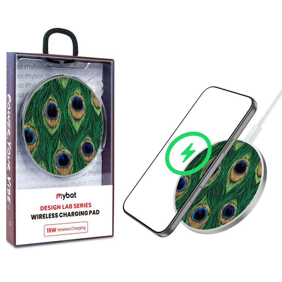 MyBat Design Lab Series Wireless Charging Pad - Silver - Peacock Feathers - MCGWIRC22SL-018-1.jpg