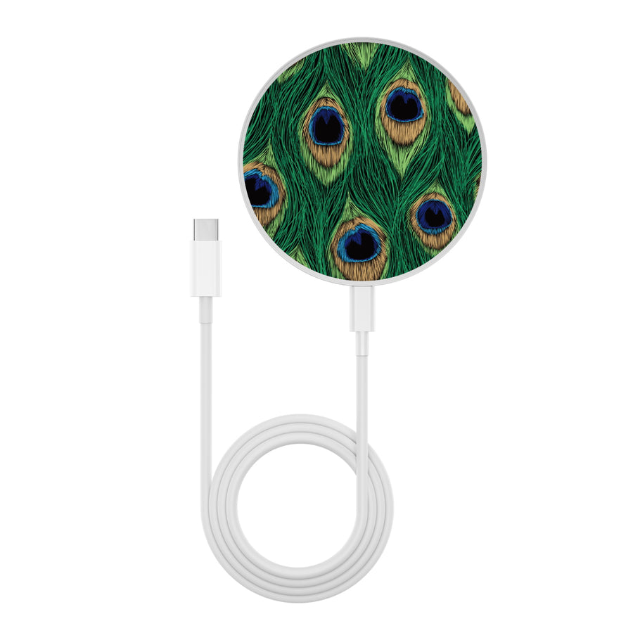 MyBat Design Lab Series Wireless Charging Pad - Silver - Peacock Feathers - MCGWIRC22SL-018-3.jpg