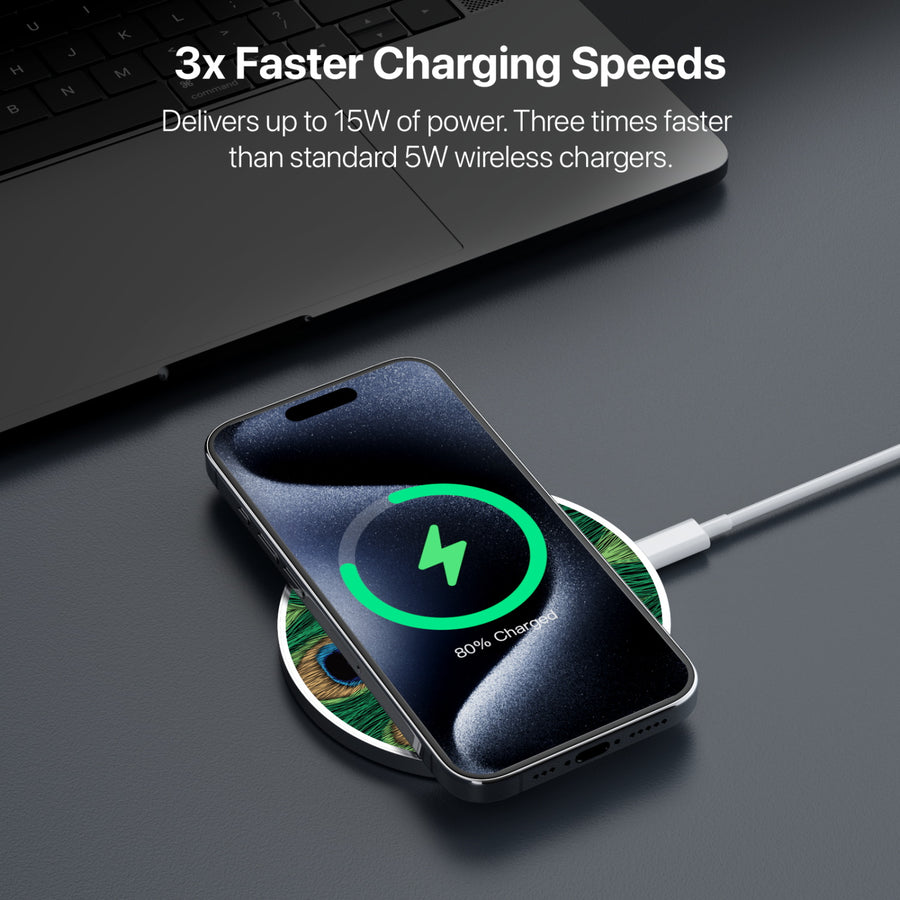 MyBat Design Lab Series Wireless Charging Pad - Silver - Peacock Feathers - MCGWIRC22SL-018-5.jpg