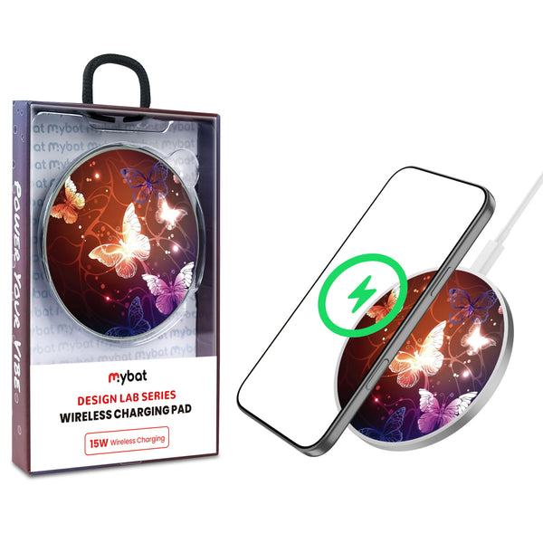 MyBat Design Lab Series Wireless Charging Pad - Silver - Neon Butterflies - MCGWIRC22SL-022-1.jpg
