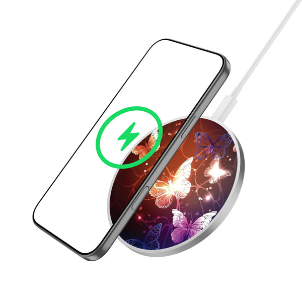 MyBat Design Lab Series Wireless Charging Pad - Silver - Neon Butterflies - MCGWIRC22SL-022-2.jpg