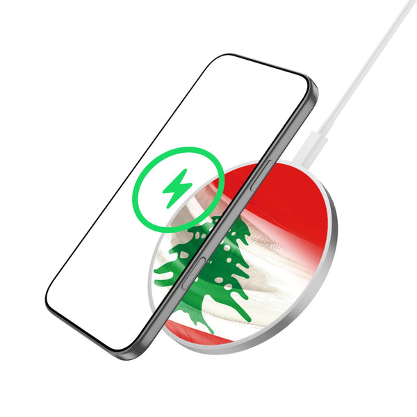 MyBat Design Lab Series Wireless Charging Pad - Silver - Lebanese Flag - MCGWIRC22SL-033-2.jpg