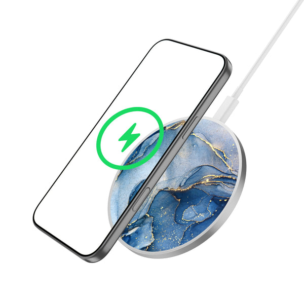 MyBat Design Lab Series Wireless Charging Pad - Silver - Blue Marble - MCGWIRC22SL-106-2.jpg
