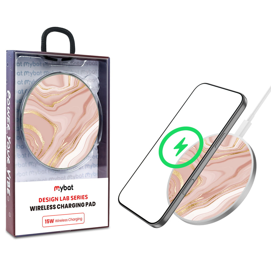 MyBat Design Lab Series Wireless Charging Pad - Silver - Pink Marble - MCGWIRC22SL-107-1.jpg