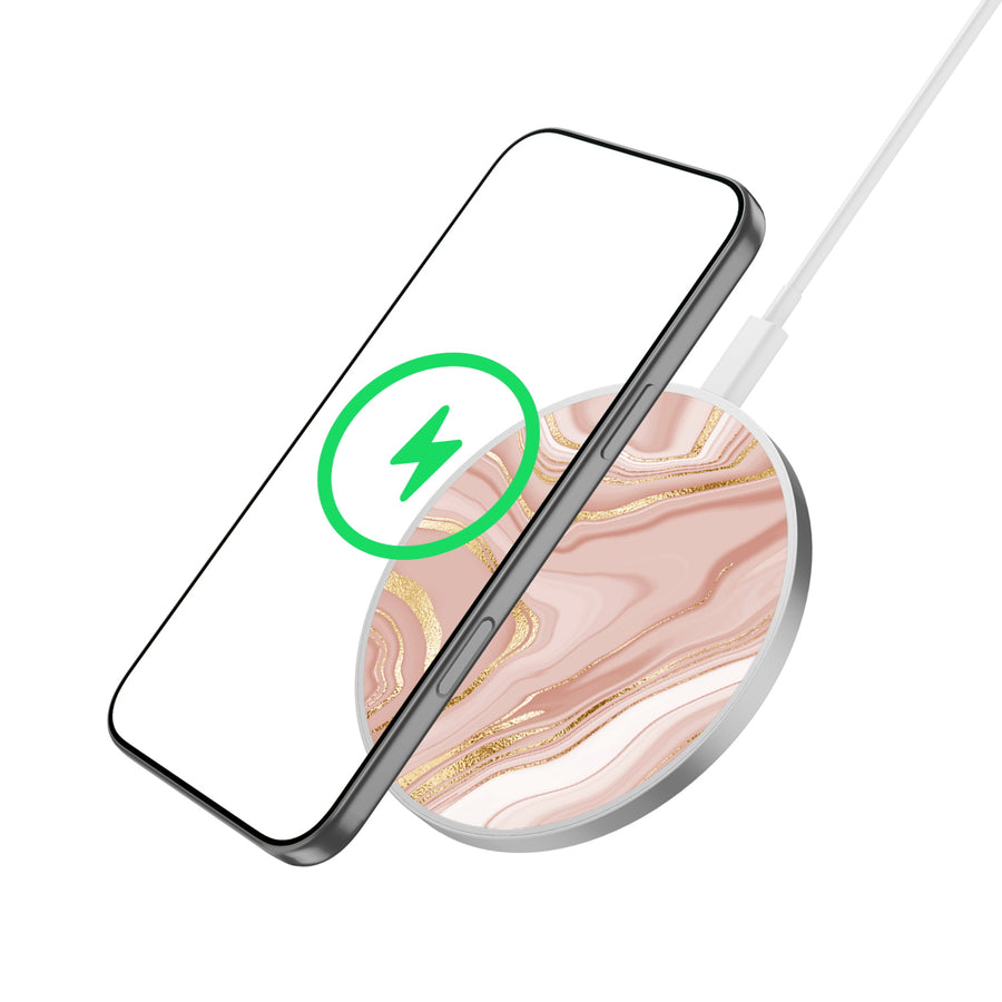 MyBat Design Lab Series Wireless Charging Pad - Silver - Pink Marble - MCGWIRC22SL-107-2.jpg