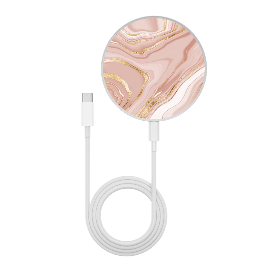 MyBat Design Lab Series Wireless Charging Pad - Silver - Pink Marble - MCGWIRC22SL-107-3.jpg