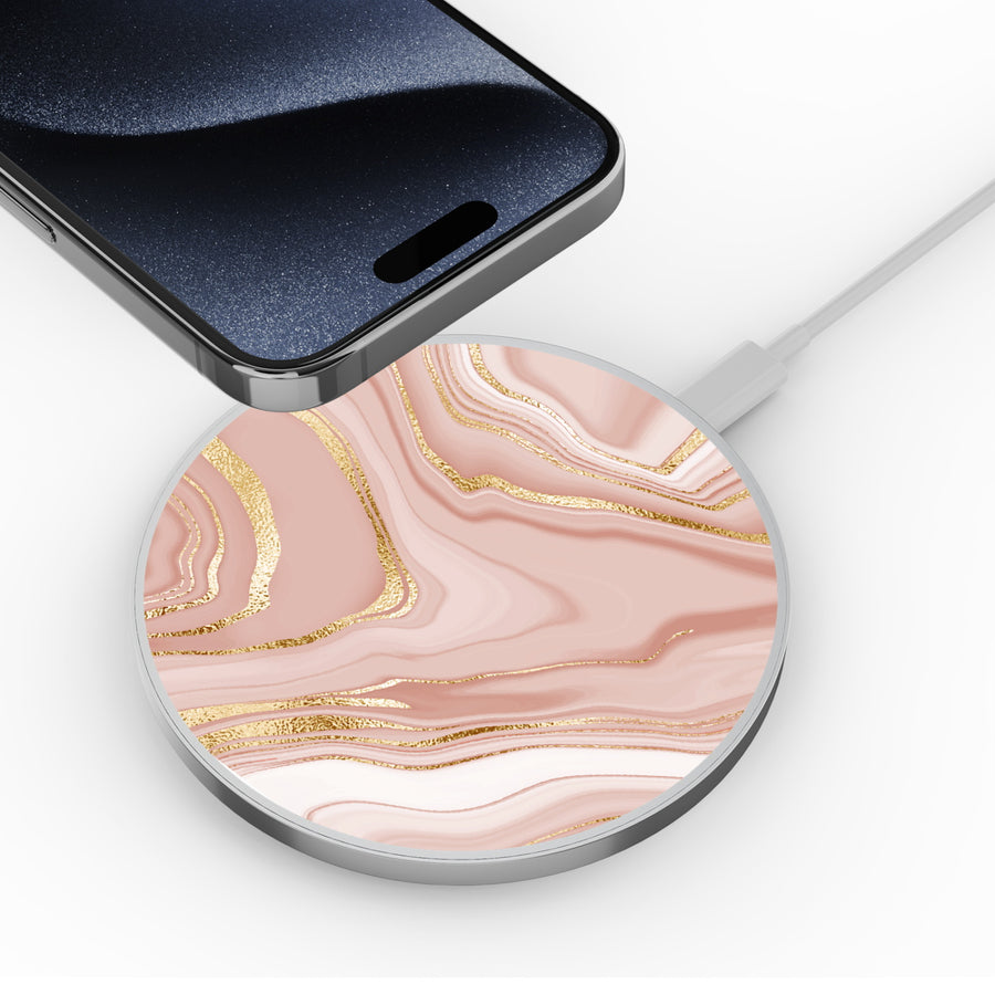 MyBat Design Lab Series Wireless Charging Pad - Silver - Pink Marble - MCGWIRC22SL-107-4.jpg