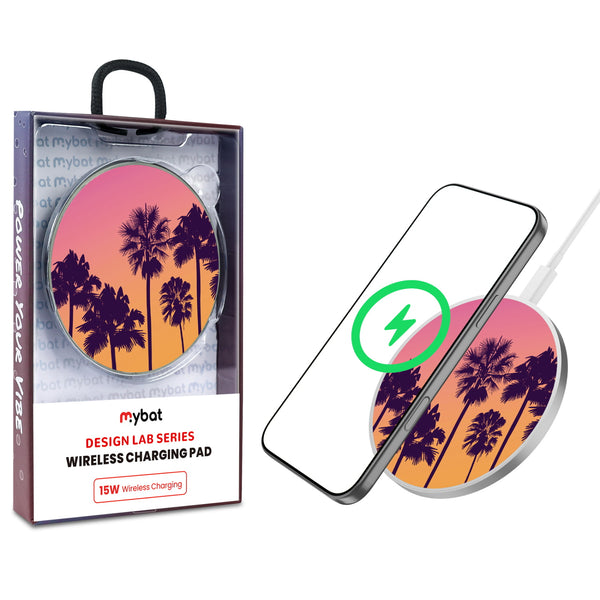 MyBat Design Lab Series Wireless Charging Pad - Silver - Palm Tree Sunset - MCGWIRC22SL-136-1.jpg