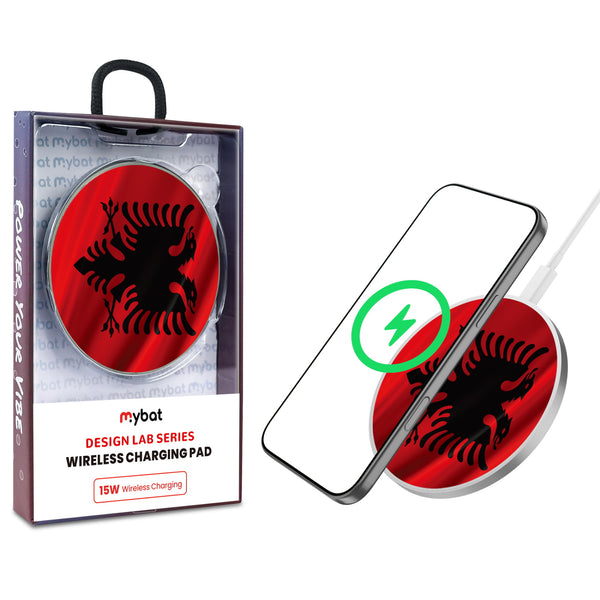 MyBat Design Lab Series Wireless Charging Pad - Silver - Albania Flag - MCGWIRC22SL-140-1.jpg