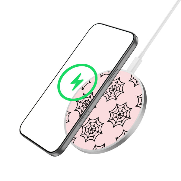 MyBat Design Lab Series Wireless Charging Pad - Silver - Pink Spider Web - MCGWIRC22SL-227-2.jpg